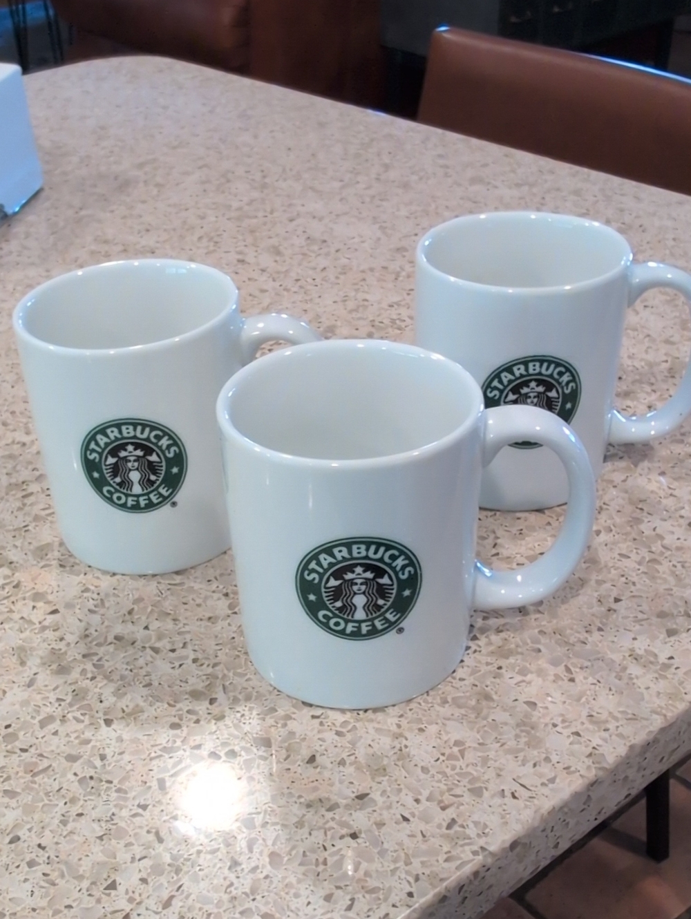 Starbucks White Mugs with Green Logo - Set of Three